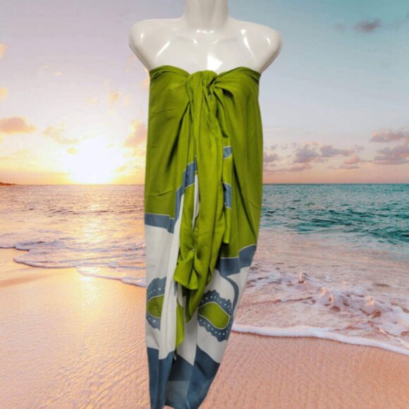 Cover Up Handpainted Cotton Batik Coverups Strapless Dress Wrapskirt Home Accent - Picture 4 of 7